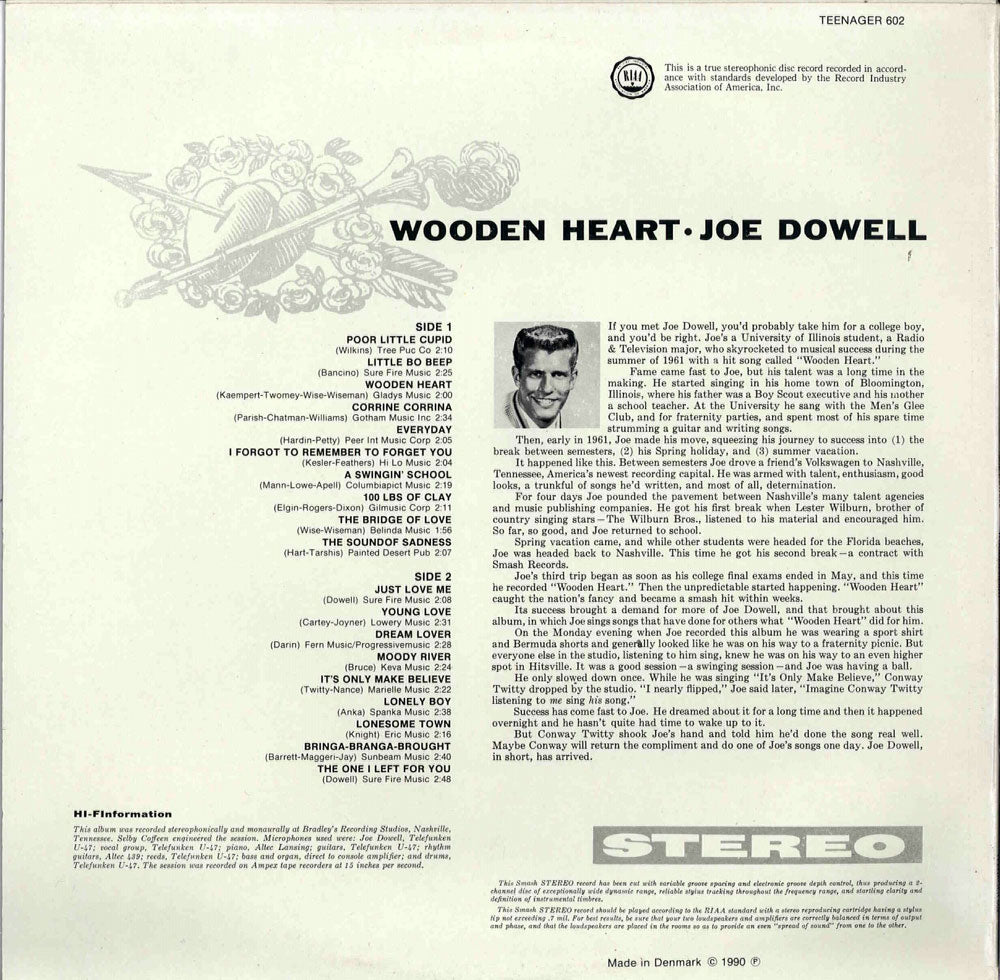 LP - Joe Dowell - Wooden Heart