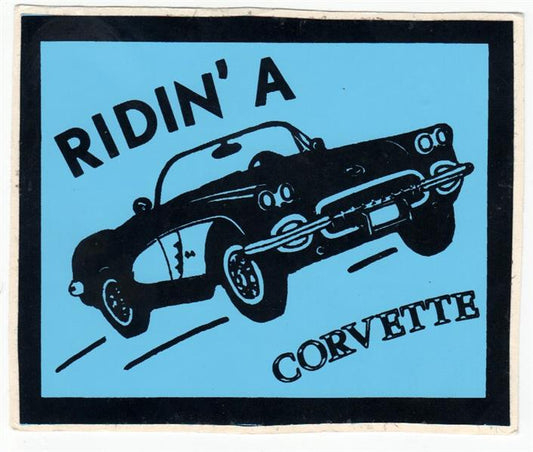 Hot Rod Aufkleber - Ridin A Corvette Blau