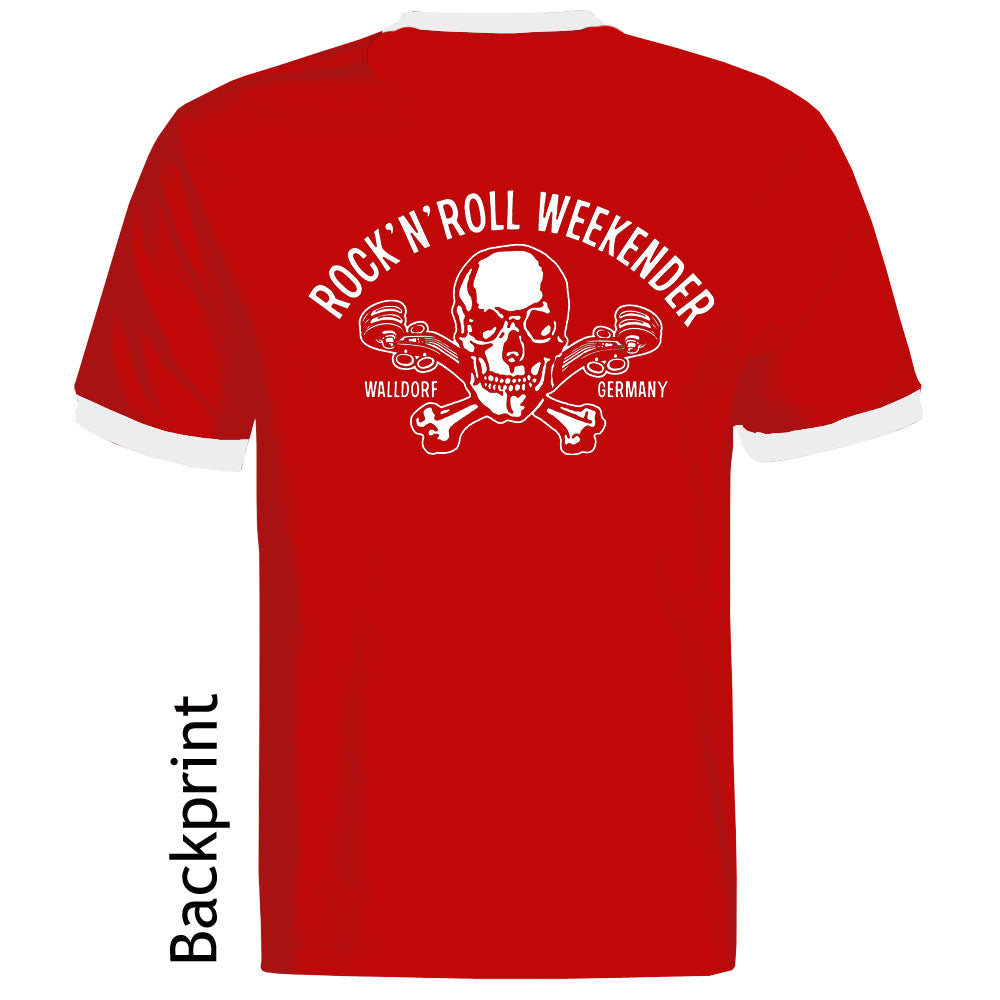 Ringer-Shirt - Walldorf Weekender Skull, Rot