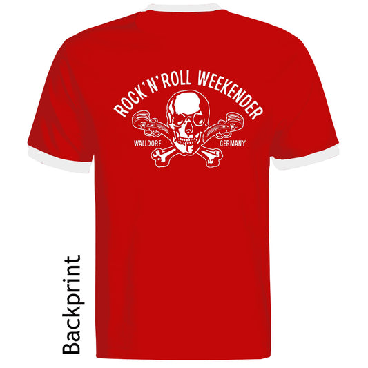 Ringer-Shirt - Walldorf Weekender Skull, Rot
