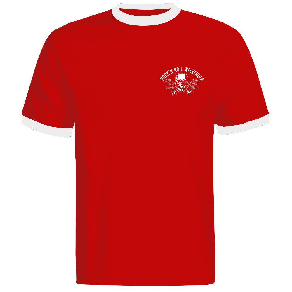 Ringer-Shirt - Walldorf Weekender Skull, Rot
