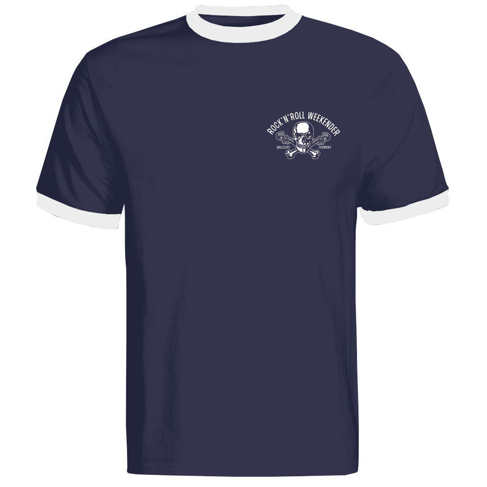 Ringer-Shirt - Walldorf Weekender Skull, Dunkelblau