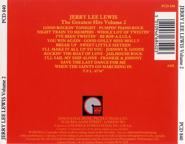 CD - Jerry Lee Lewis - The Greatest Hits Vol. 2