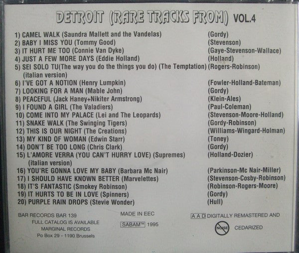 CD - VA - Rare Tracks From Detroit Vol. 4