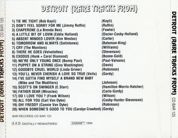 CD - VA - Rare Tracks From Detroit Vol. 1