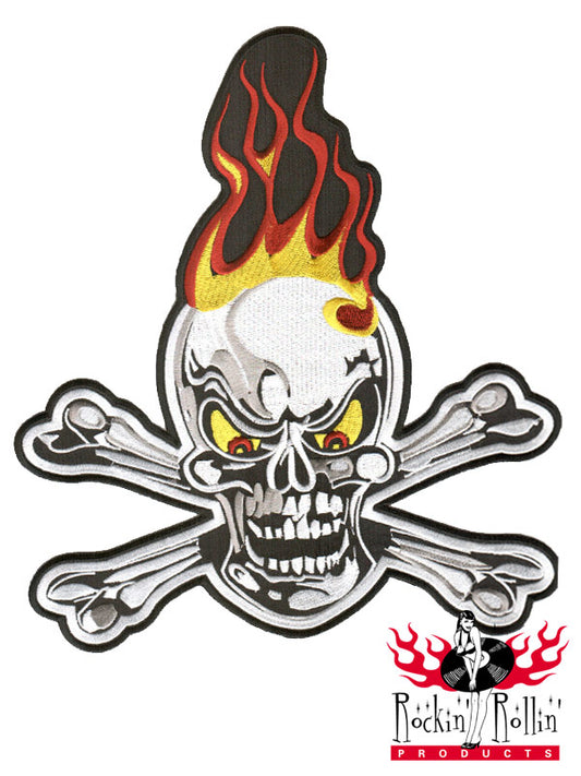 Mighty Texx Rückenaufnäher - Skull With Flames