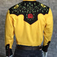 Western Shirt - 2-Tone Yellow & Black Floral, bestickt