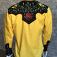 Western Shirt - 2-Tone Yellow & Black Floral, bestickt