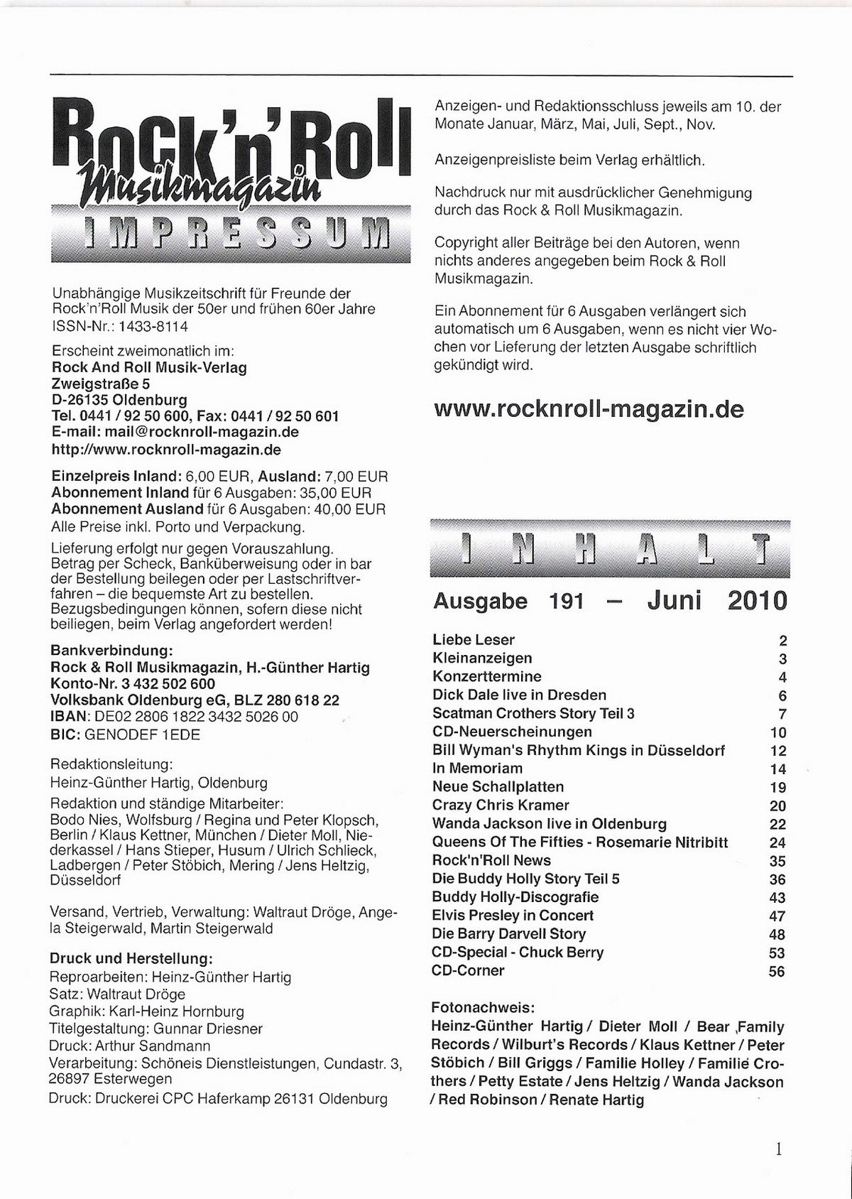 Magazin - Rock'n'Roll Musik Magazin 191