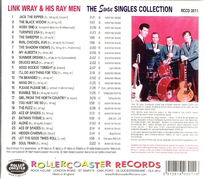 CD - Link Wray & His Ray Men - The Swan Singles Collection