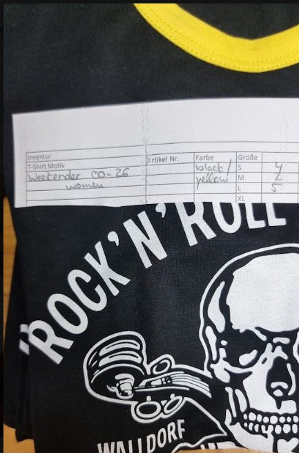 Ringer-Girl Shirt - Walldorf Weekender Skull - Gelber Kragen