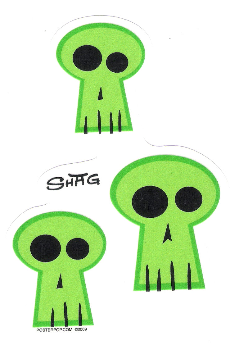 Sticker - Shag - Green Skulls