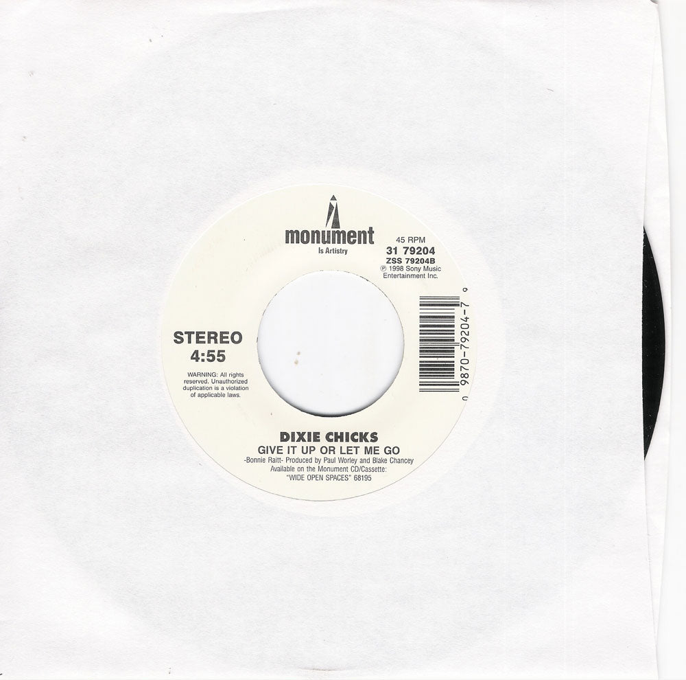 Single - Dixie Chicks - Tonight The Heartaches's On Me , Give It Up Or Let Me Go