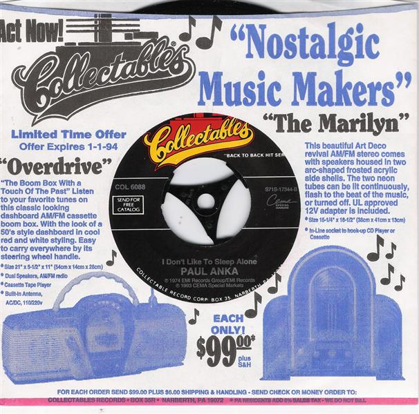 Single - Paul Anka - One Man Woman, One Woman Man , I Don't Like To Sleep Alone