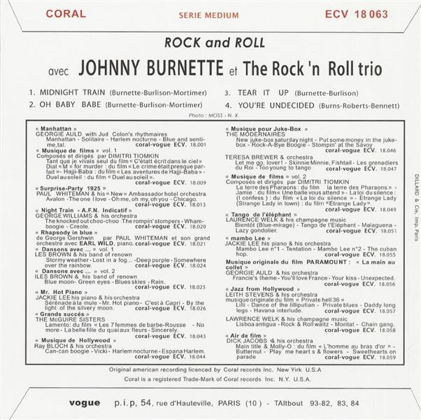 Single - Johnny Burnette Trio - Rock And Roll