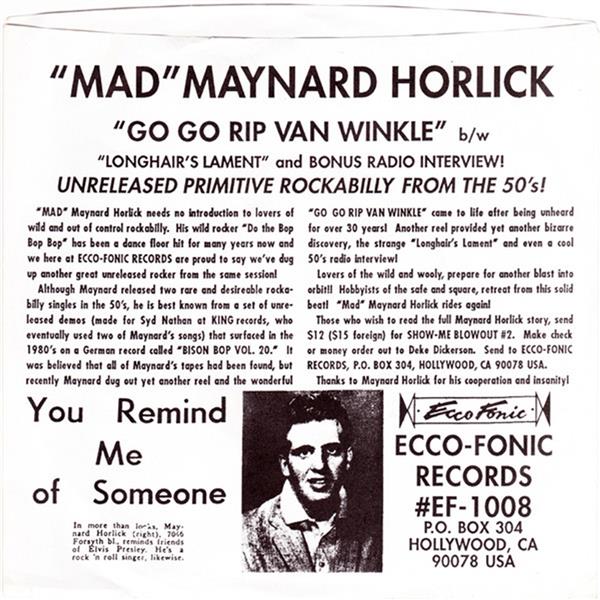 Single - Maynard Horlick - Go Go Rip Van Winkle, Longhair's Lament, Bonus Radio Interview