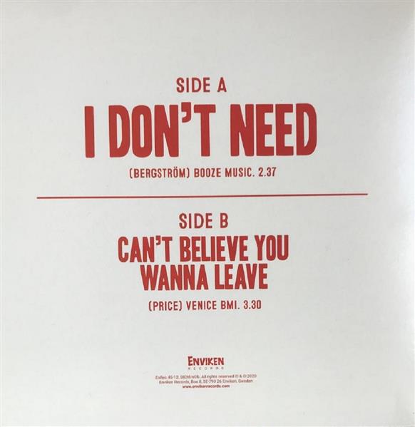 Single - Lily Locksmith - I Don't Need; Can't Believe You Wanna Leave