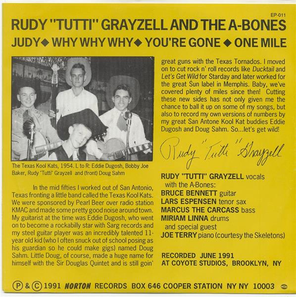 Single - Rudy Grayzell And A-Bones - Texas Kool Kat - Judy, Why Why Why, You're Gone, One Mile