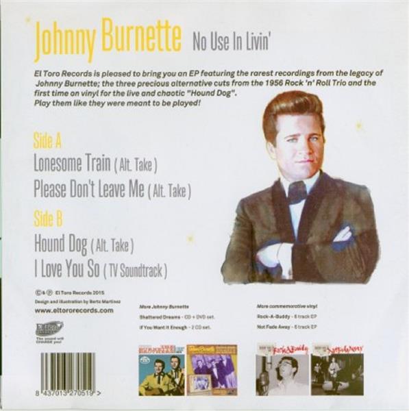 Single - Johnny Burnette - No Use In Livin'