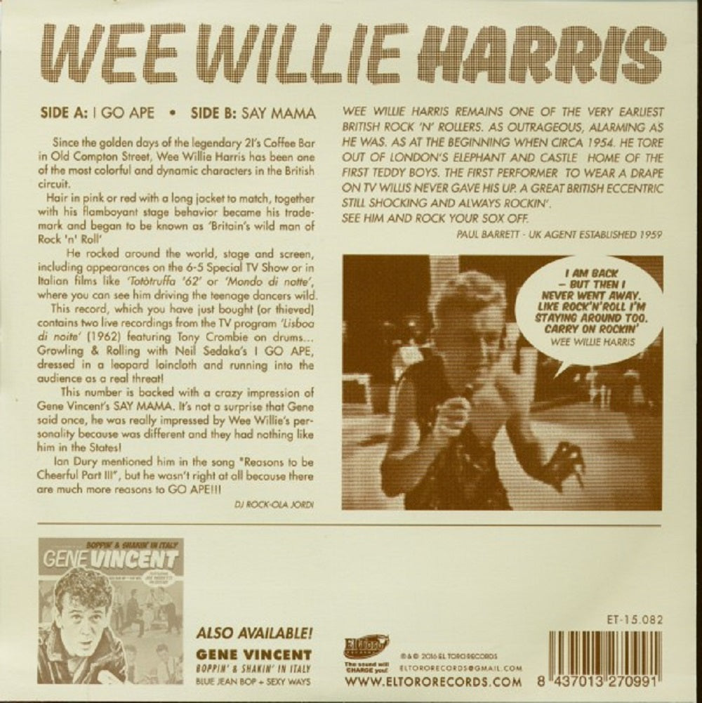 Single - Wee Willie Harris - Going Ape In Portugal