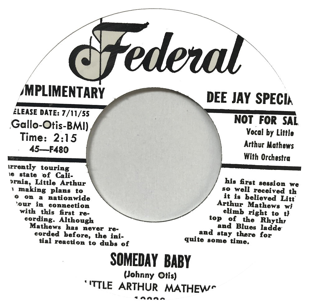 Single - Litttle Arthur Mathews - I'm Gonna Whale On You; Someday Baby