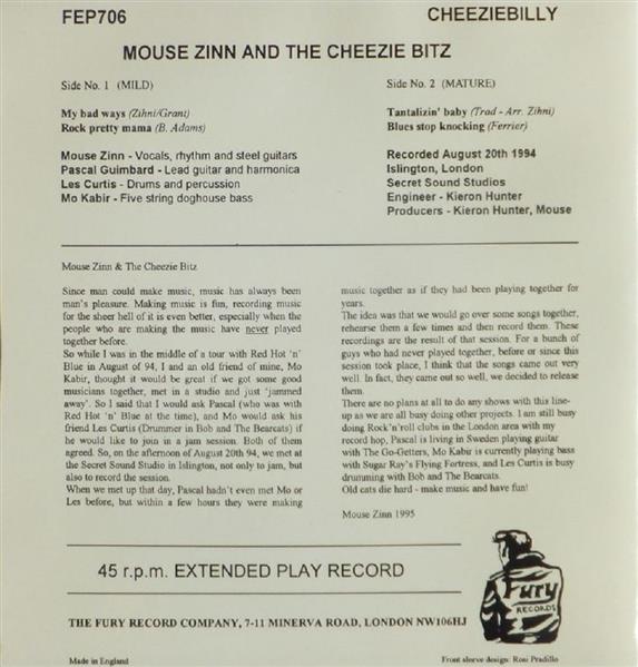 Single - Mouse Zinn & The Cheezie Bitz - My Bad Ways, Rock Pretty Mama, Tantalizin' Baby +1