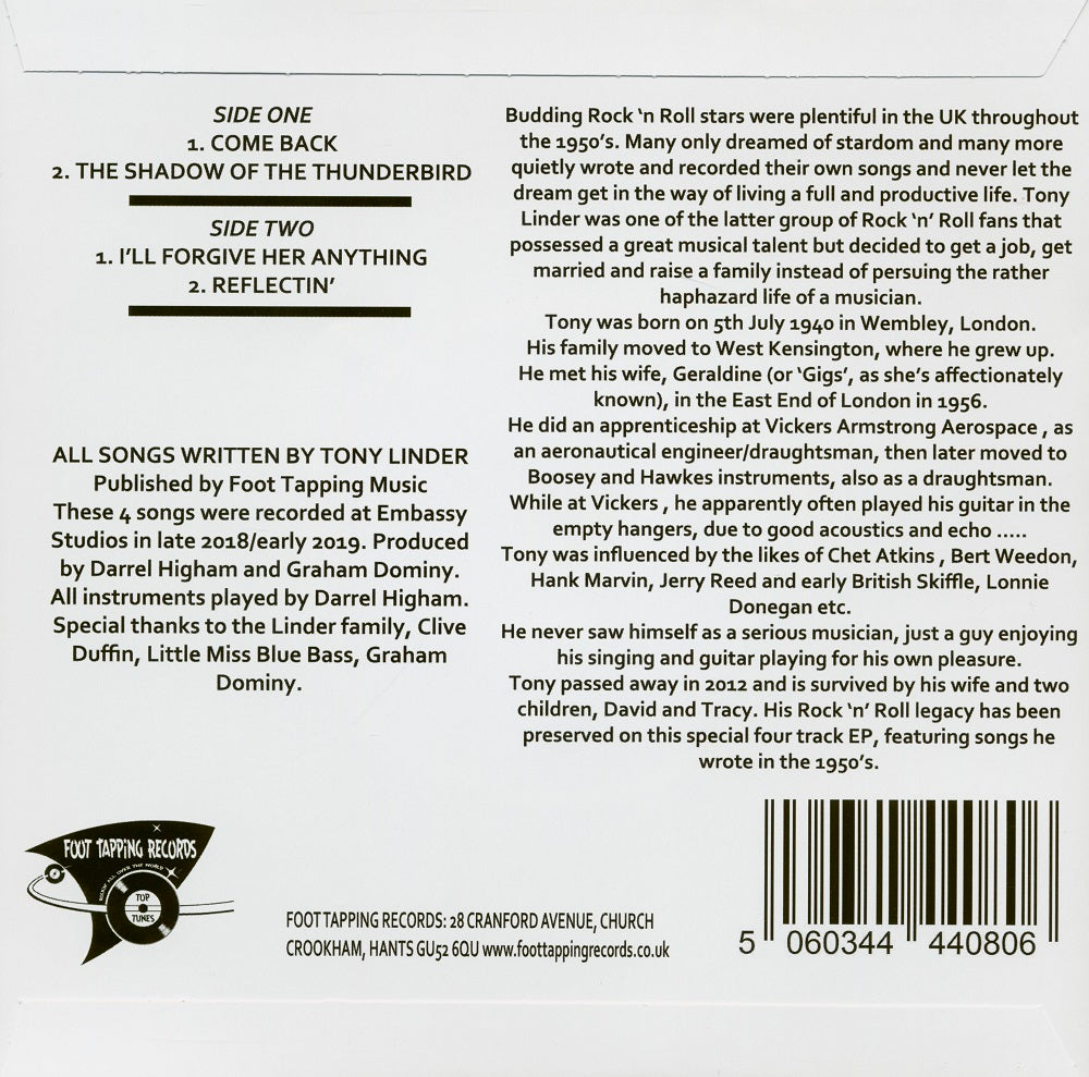 Single - Darrel Higham - Songs Of Tony Linder