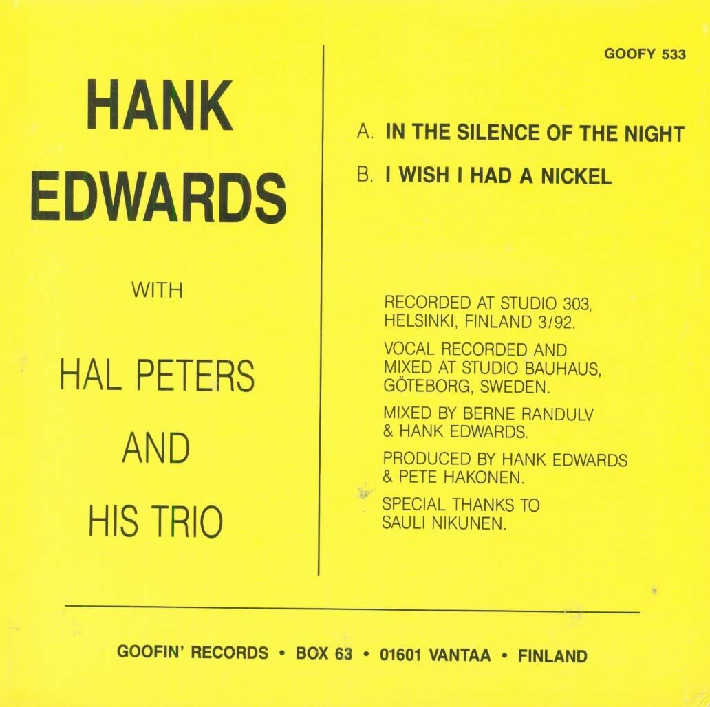 Single - Hank Edwards - In The Silence Of The Night, I Wish I Had A Nickel