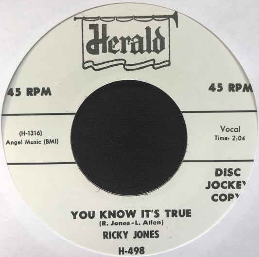 Single - Ricky Jones - Hate To Say Goodbye , You Know It's True