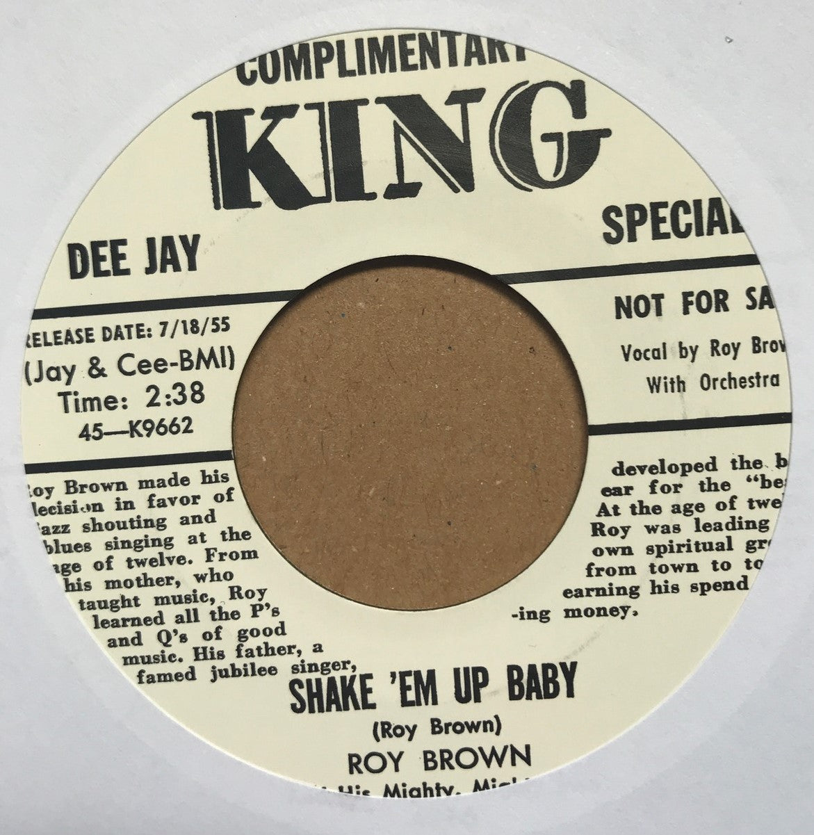 Single - Roy Brown - Shake 'Em Up Baby / Letter To Baby