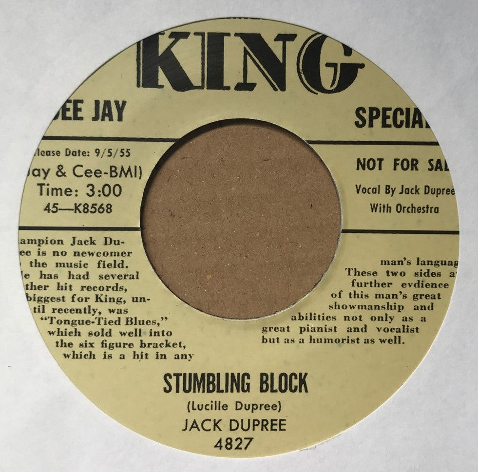 Single - Jack Dupree - Stumbling Block / That’s My Pa