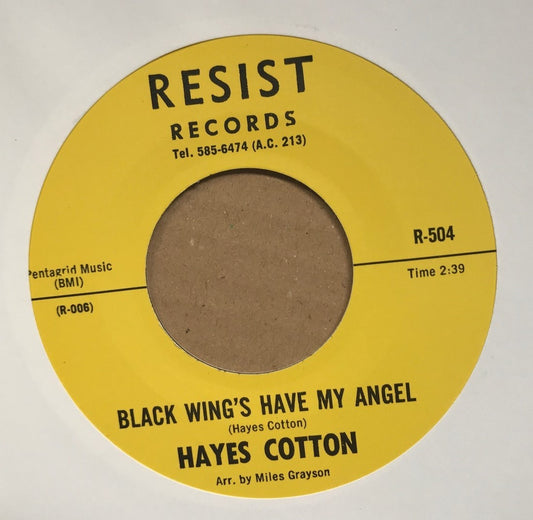 Single - Hayes Cotton - Black Wings Have My Angel / I'll Be Waiting