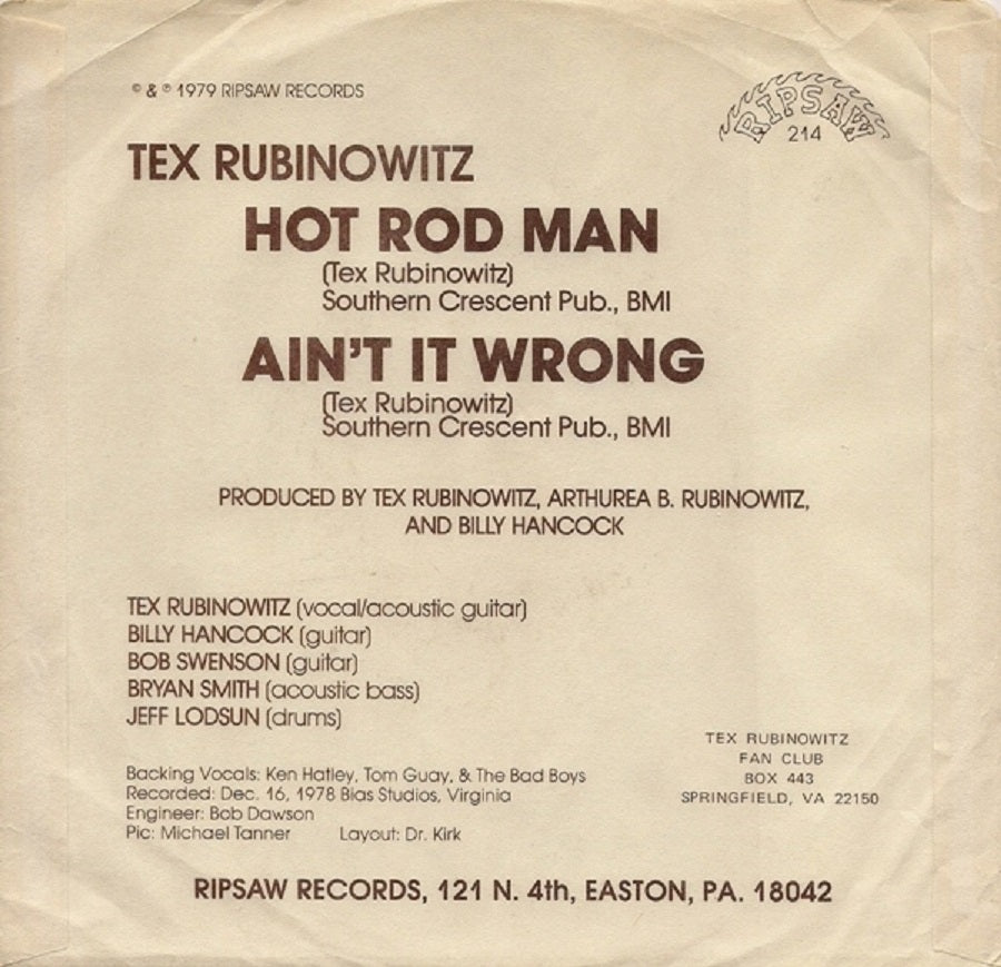 Single - TEX Rubinowitz - Hot Rod Man, Ain't It Wrong