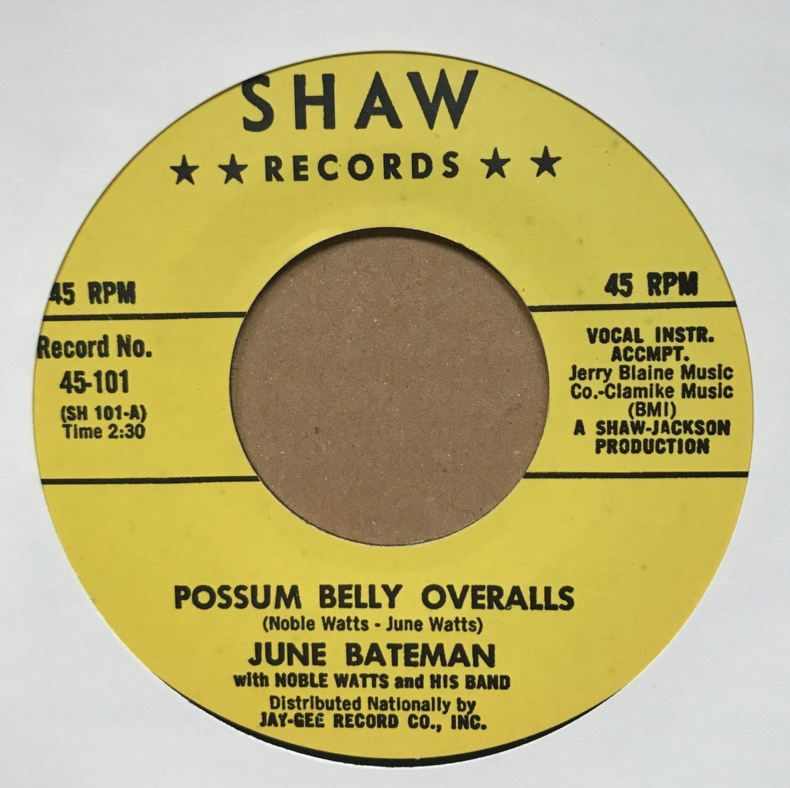 Single - June Bateman - Possum Belly Overalls , Go Away Mr. Blues