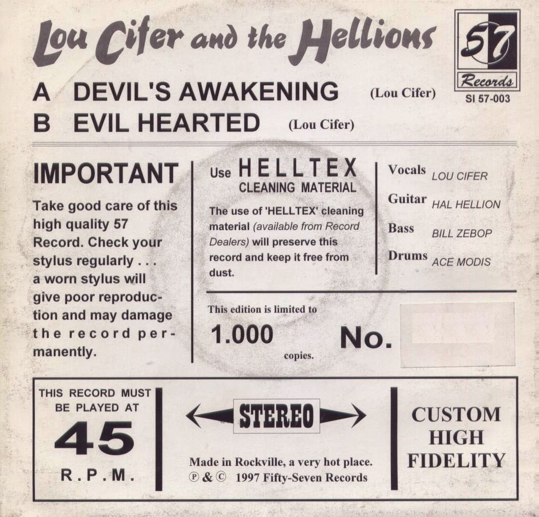 Single - Lou Cifer & the Hellions - 1. Devils Awakening, Evil Hearted