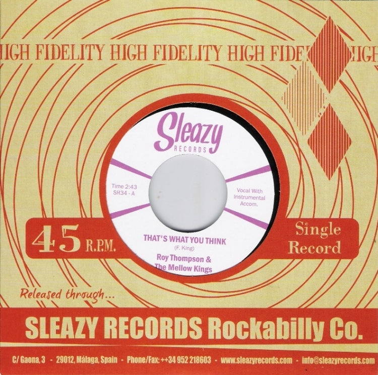 Single - Roy Thompson & The Mellow Kings - That's What You Think / Stung Over You