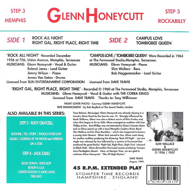 Single - Glenn Honeycutt - Rock All Night, Right Gal, Right Place, Right Me, Campus Love