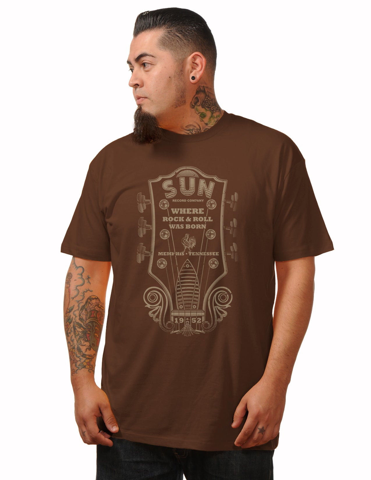 T-shirt Steady - Sun Records Guitar Head, Brown
