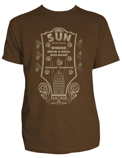 T-shirt Steady - Sun Records Guitar Head, Brown