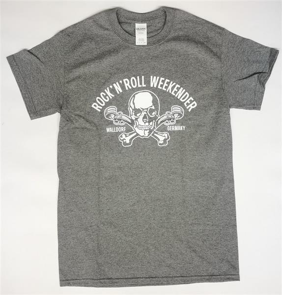 T-Shirt - Walldorf Weekender Skull, Hellgrau Meliert