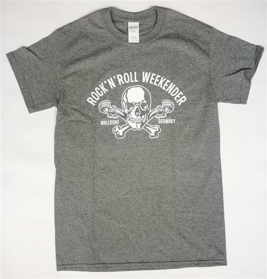 T-Shirt - Walldorf Weekender Skull, Hellgrau Meliert