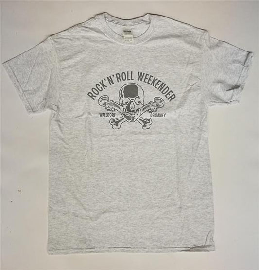 T-Shirt - Walldorf Weekender Skull, Hellgrau Meliert
