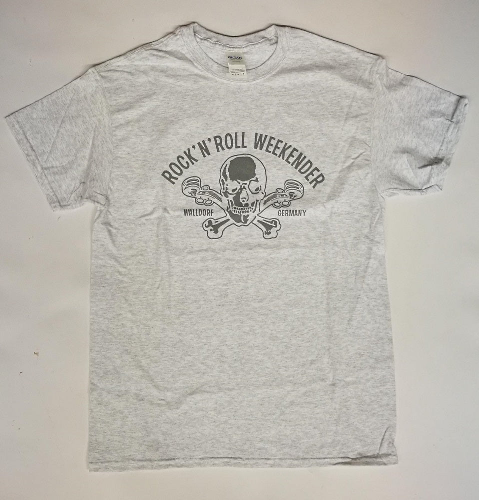 T-Shirt - Walldorf Weekender Skull, Hellgrau Meliert