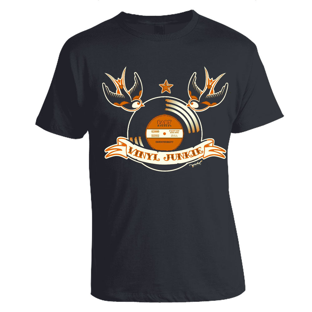 T-Shirt - Vinyl Junkie, Dunkelgrau