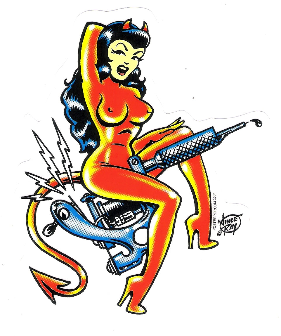 Vince Ray Aufkleber - Tattoo Gun Girl