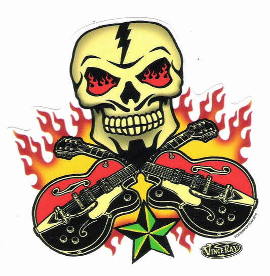 Aufkleber - Vince Ray - Skull n Guitars