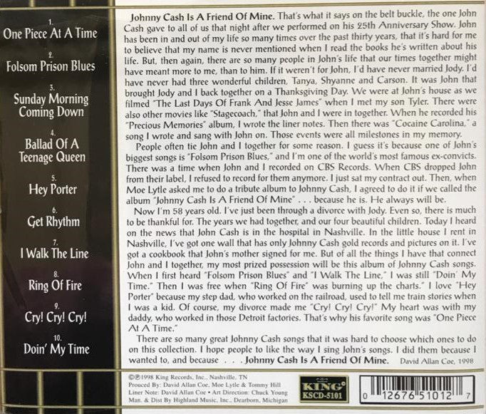 CD - David Allan Coe - Johnny Cash Is A Friend Of Mine