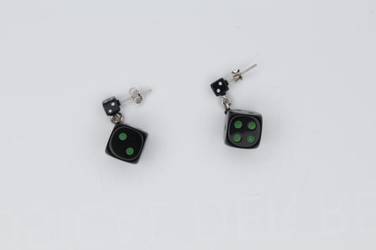 Würfel (Paar) - schwarz grüne Punkte