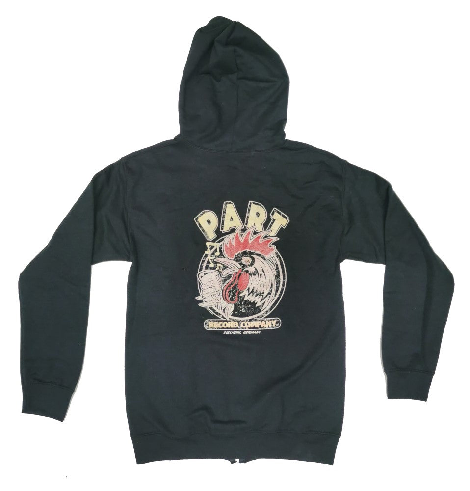 Zipper-Hoodie - Part Records Rooster, Schwarz